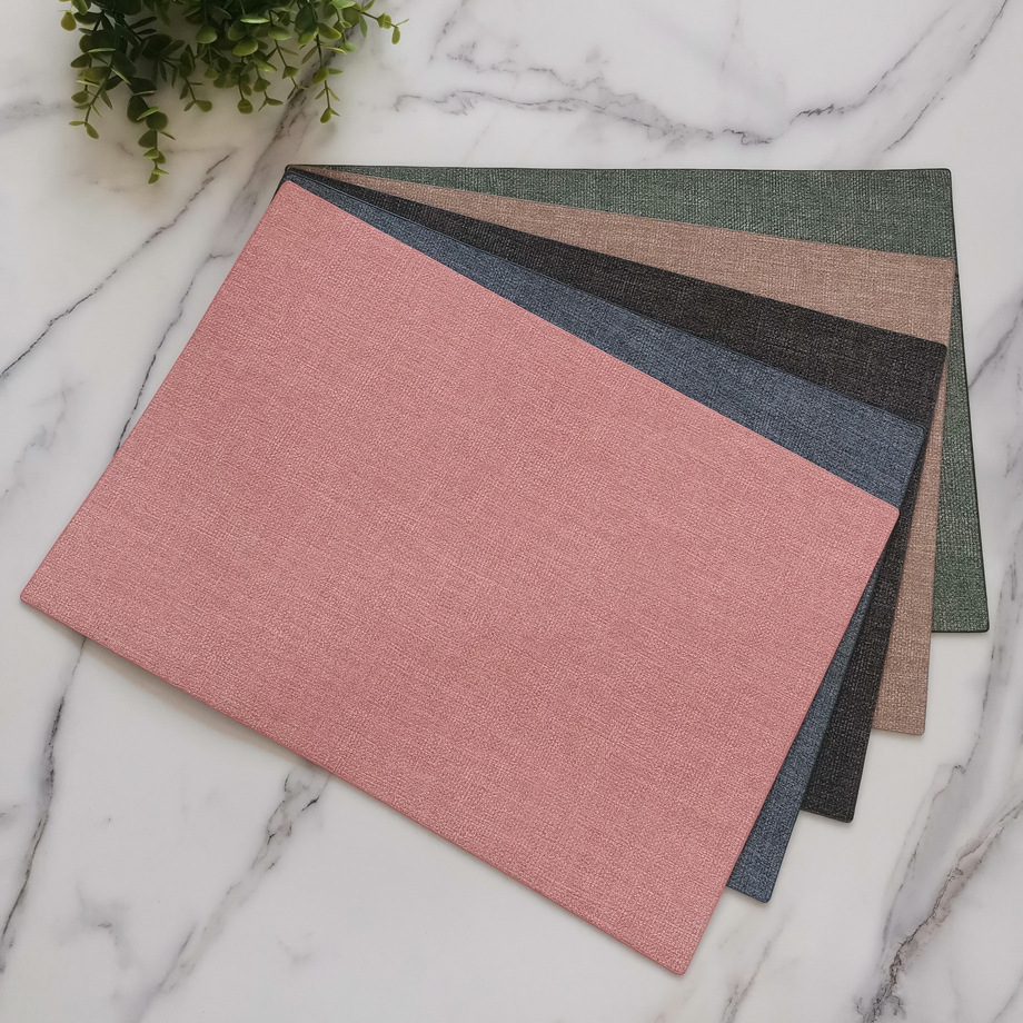 双面pu皮革西餐垫定制 北欧风防水防油隔热餐垫 粗麻纹皮质盘垫