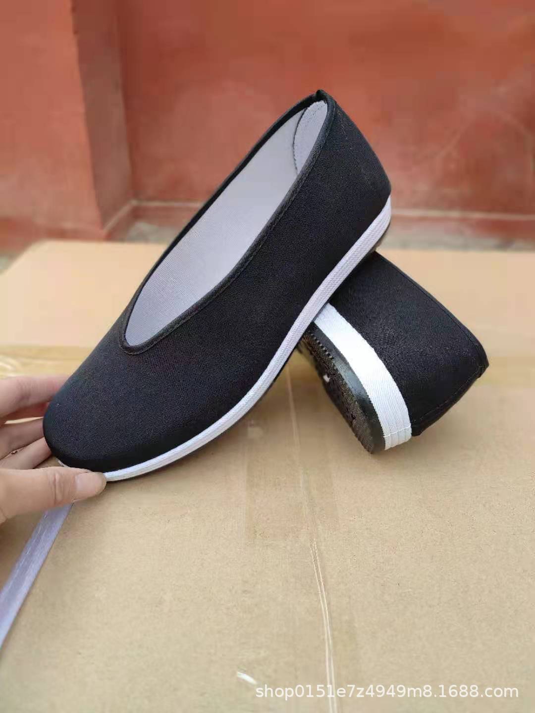 老北京布鞋春秋男单鞋圆头老人鞋功夫鞋演出工作鞋老头圆口黑布鞋