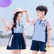 小学生校服纯棉短袖套装夏天儿童班服英伦风幼儿园园服六一演出服