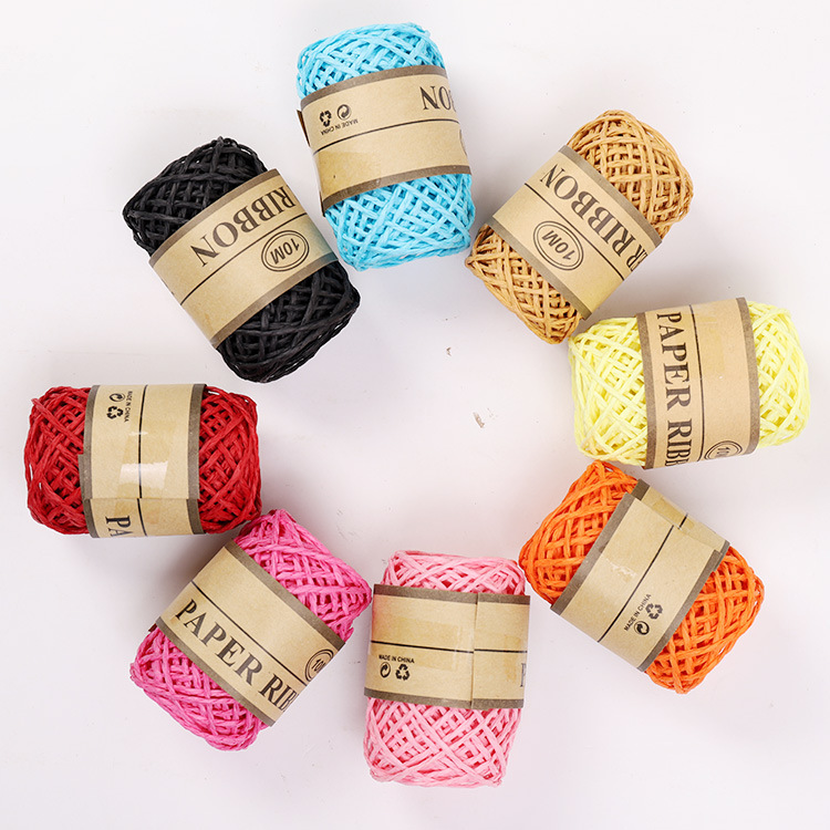 Factory Direct Sales Double-Strand 10 M Solid Color Paper String Diy Hand-Woven Kindergarten Activity Handmade Props Paper String