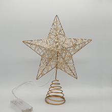 圣诞树星星伯利恒之星 铁线弹簧工艺五角星氛围灯装饰led树顶星