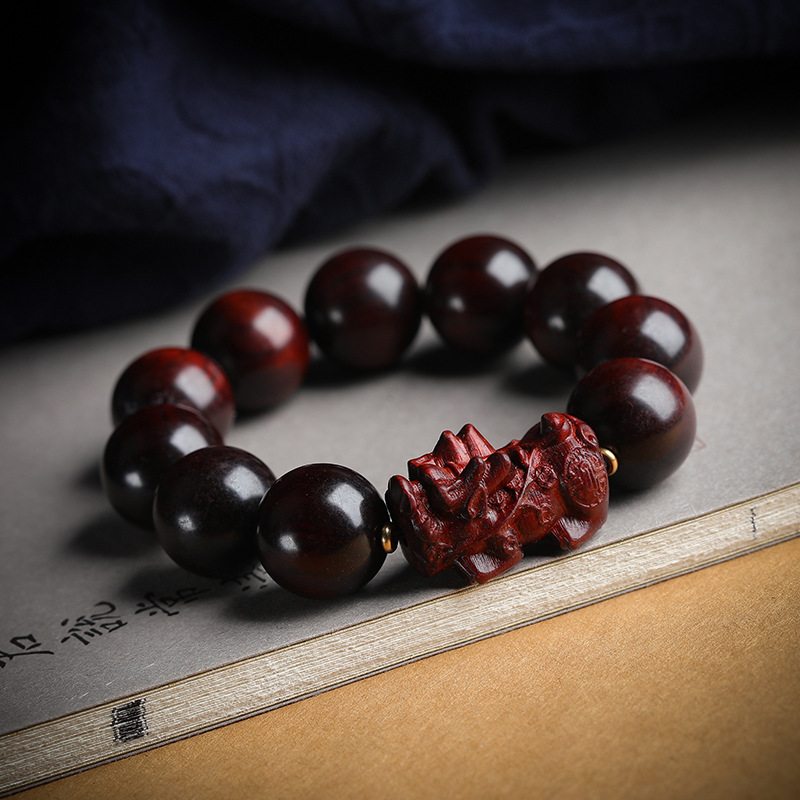 天然黑檀木手链男生佛珠黑檀木手串男士文殊菩萨女生日礼物-阿里巴巴
