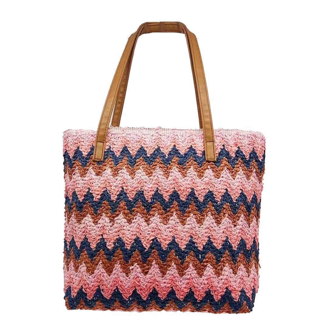 New Corrugated Straw Bag Environmental Protection Raffia Paper Woven Shoulder Bag Woven Bag Shopping Bag Mummy Bag Beach Bag