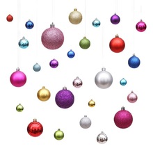 圣诞装饰吊球彩球商场珠宝店橱窗布置天花板吊顶悬挂圣诞球桶装球
