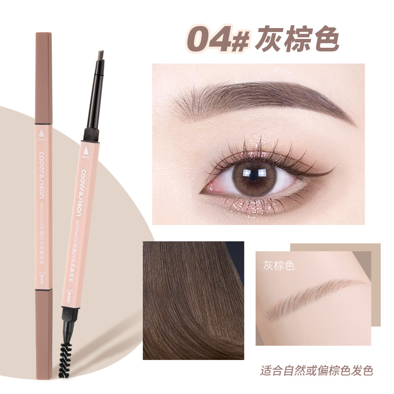 Wodwod Fashion Soft Fog Eyebrow Pencil Natural Three-Dimensional Waterproof and Oil-Proof Not Smudge Triangle Double Head Eyebrow Pencil Authentic Product Wholesale
