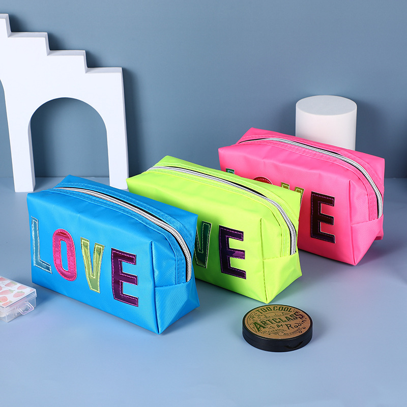 2023 New Korean Style PVC Cosmetic Bag Candy Color Love Wash Bag Large Capacity Portable Storage Bag