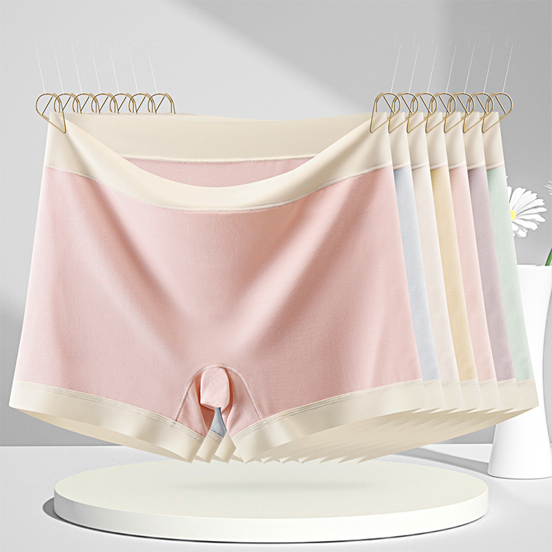 高质高货大码日式纯色少女中高腰平角裤女士四角内裤抗菌裆内裤