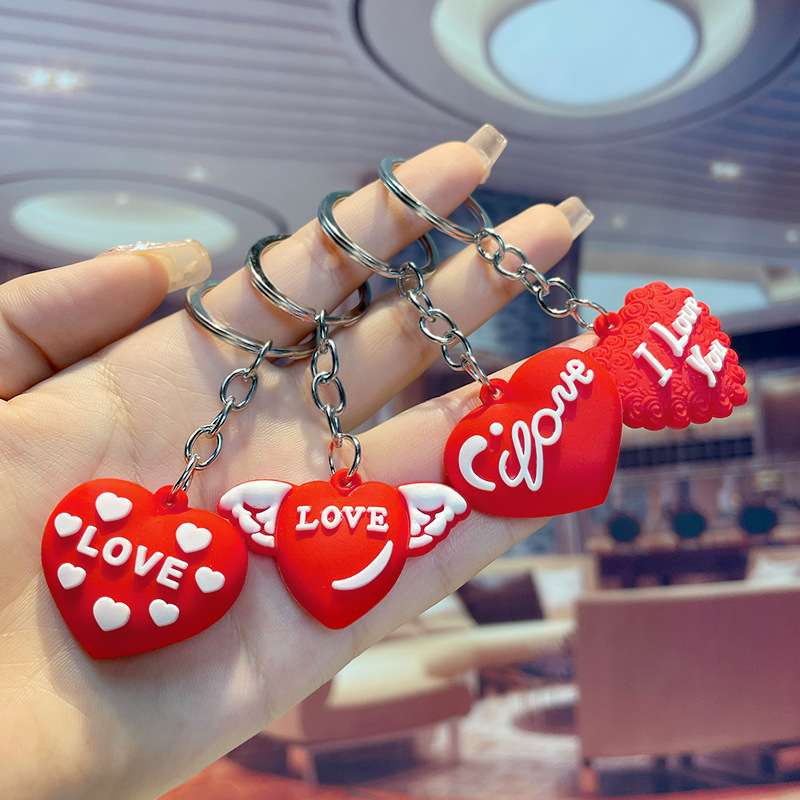 Internet Celebrity Clear Sweet Loving Heart PVC Keychain Modern Minimalist Ins Yiwu Advertising Gift Couple Bags Pendant