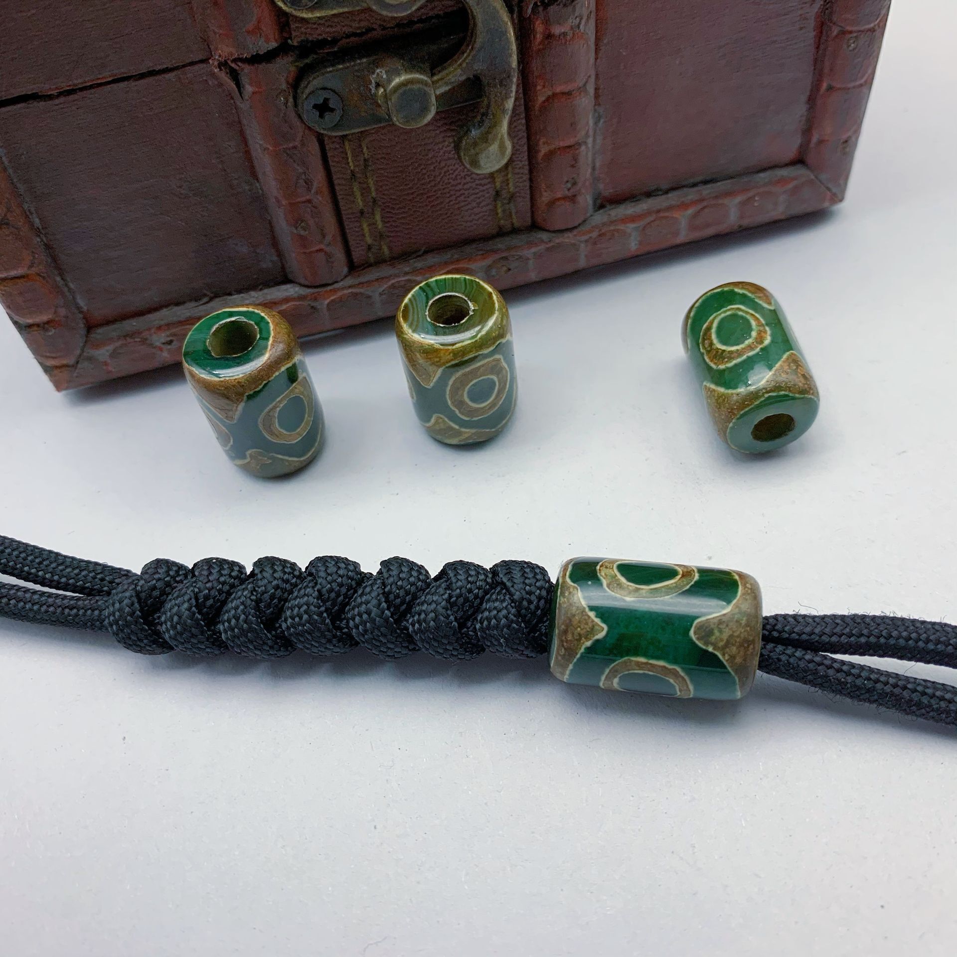 藏式大孔天珠三眼天珠坠伞绳坠配件手串配饰diy饰品项链坠手机坠