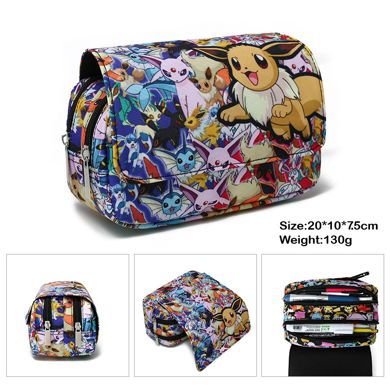 Spot Pokemon Pet Elf Pikachu Pencil Case Pikachu Stationery Box Primary and Secondary School Students Cartoon Pencil Bag