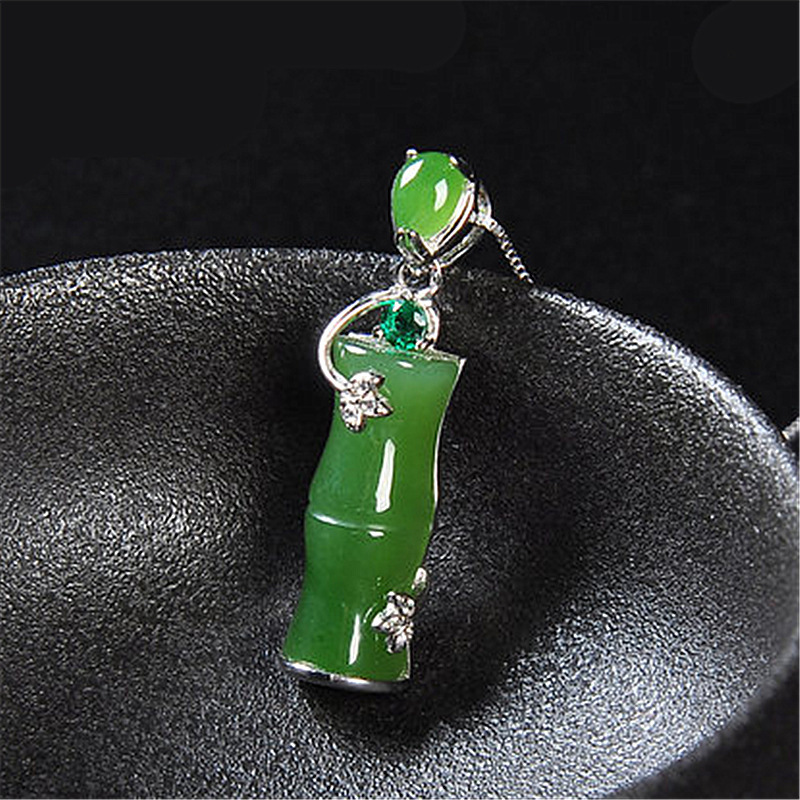 吉祥绿玉竹节吊坠 冰种通透七彩玉石吊坠 节节高升玉髓玛瑙石吊坠