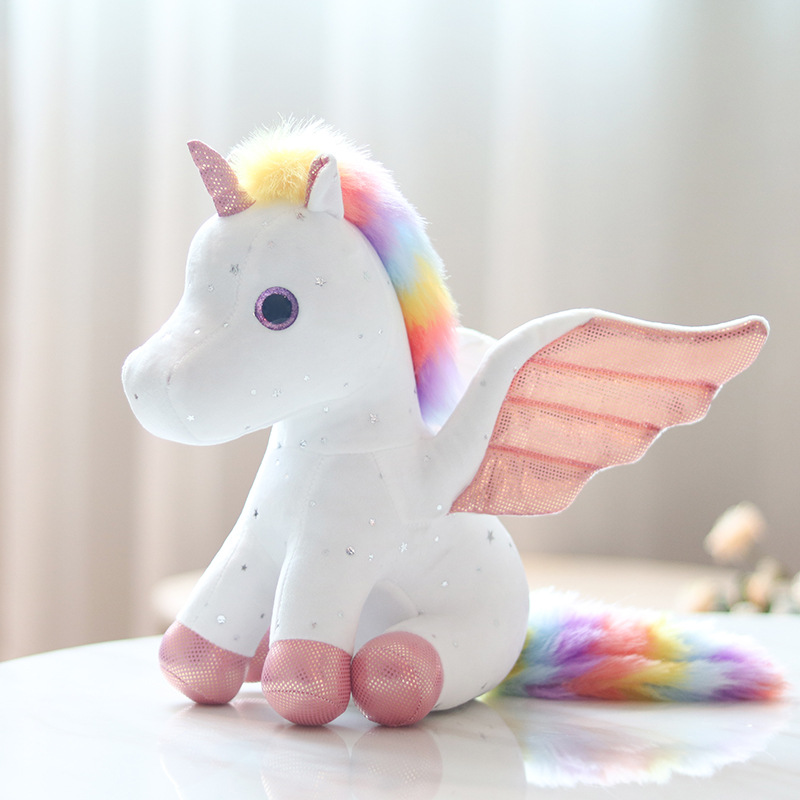 Cross-Border E-Commerce Angel Unicorn Rainbow Horse Children's Gift Doll Crane Machine Plush Toy Doll Keychain