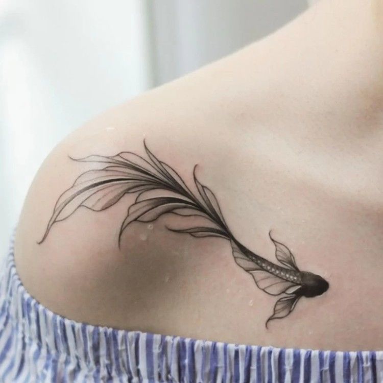 果汁草本纹身贴 锦鲤鱼防水仿真持久男女手臂手腕小花臂纹身贴