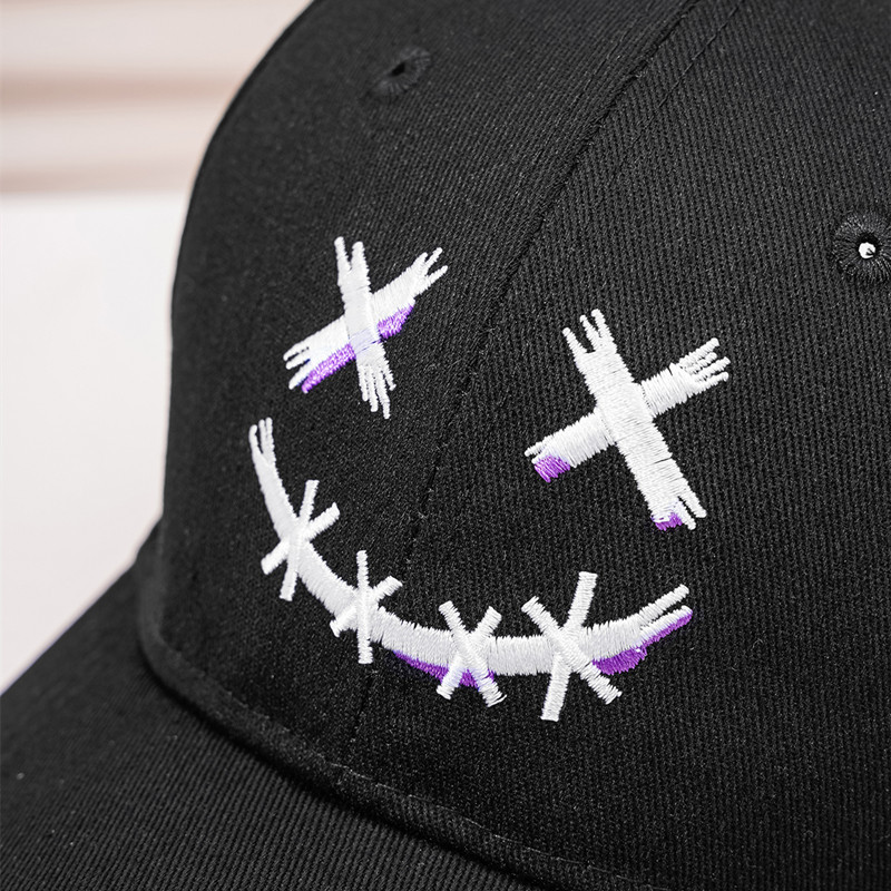 Cross-Border New Arrival Embroidery Torn Smiley Face XX Grimace Baseball Cap European and American Fashion Ins Peaked Cap Men and Women Hip Hop Hat