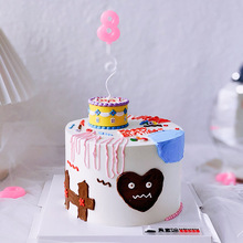 网红复古立体小蛋糕软胶摆件卡通彩色生日蛋糕装饰用品