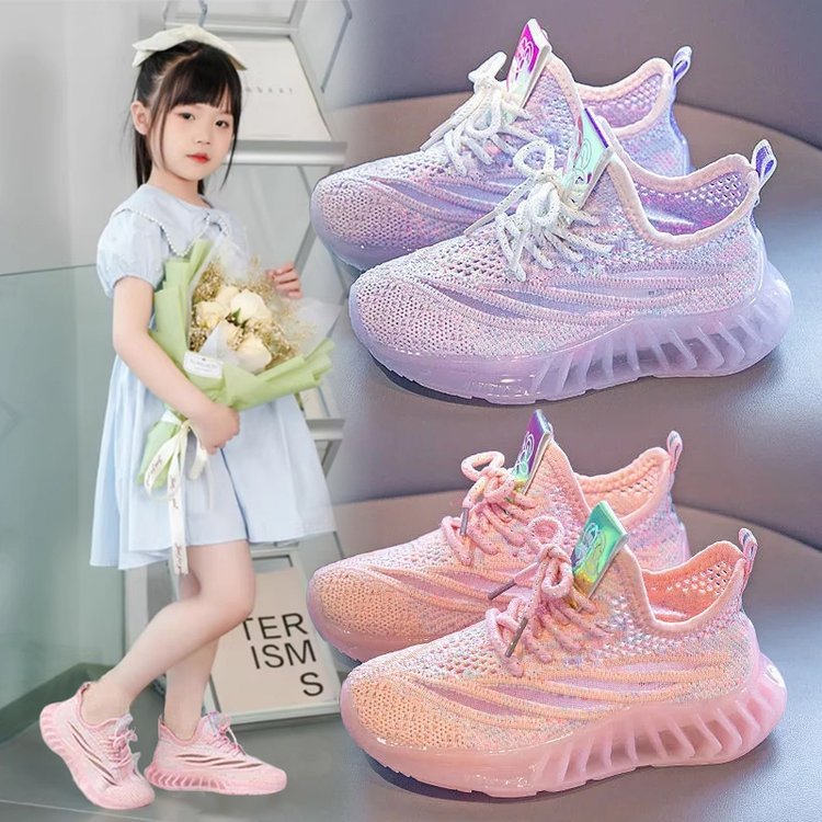 女童运动鞋子春秋季2024新款透气网面童鞋女孩夏款二童椰子鞋