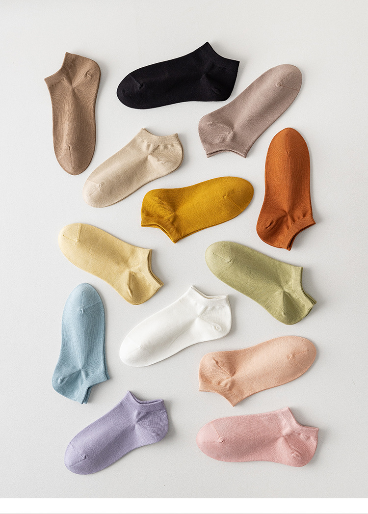 陶越袜子女船袜抗起球无骨对目精梳棉精品女袜吸汗透气不掉跟短袜