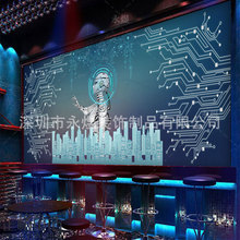 立体科技感背景墙纸电子线路板酒吧网咖壁画电竞馆VR人工智能壁纸