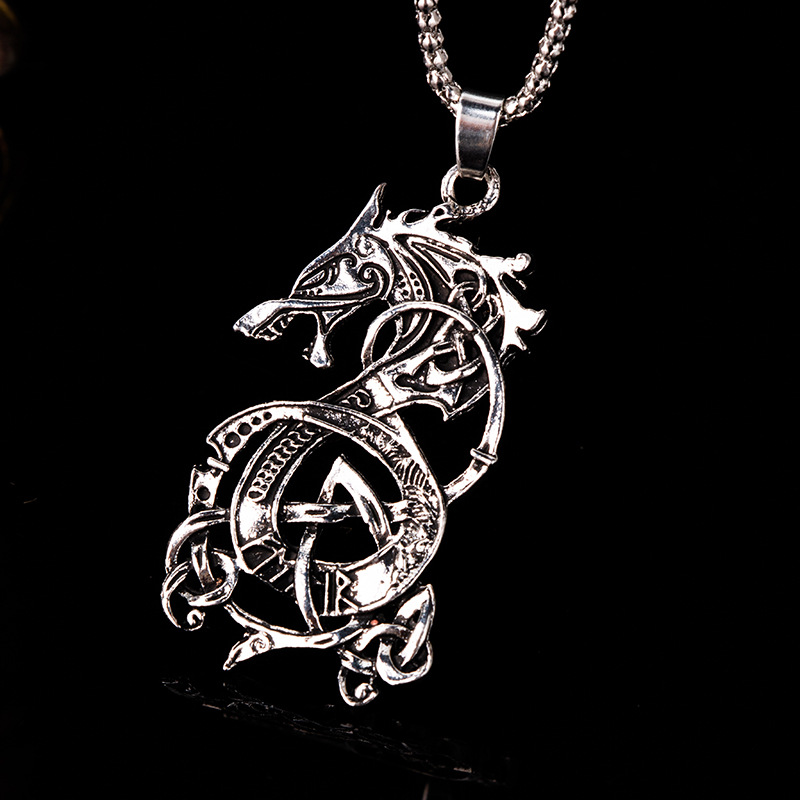 速卖通热销新品维京龙男士合金项链饰品批发霸气项饰pt489