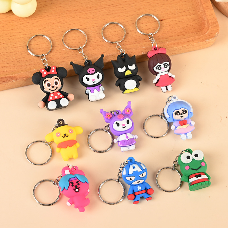 Pvc Cartoon Soft Rubber Keychain Customized Mascot Anime Doll Silicone Diy Car Keychain Pendant