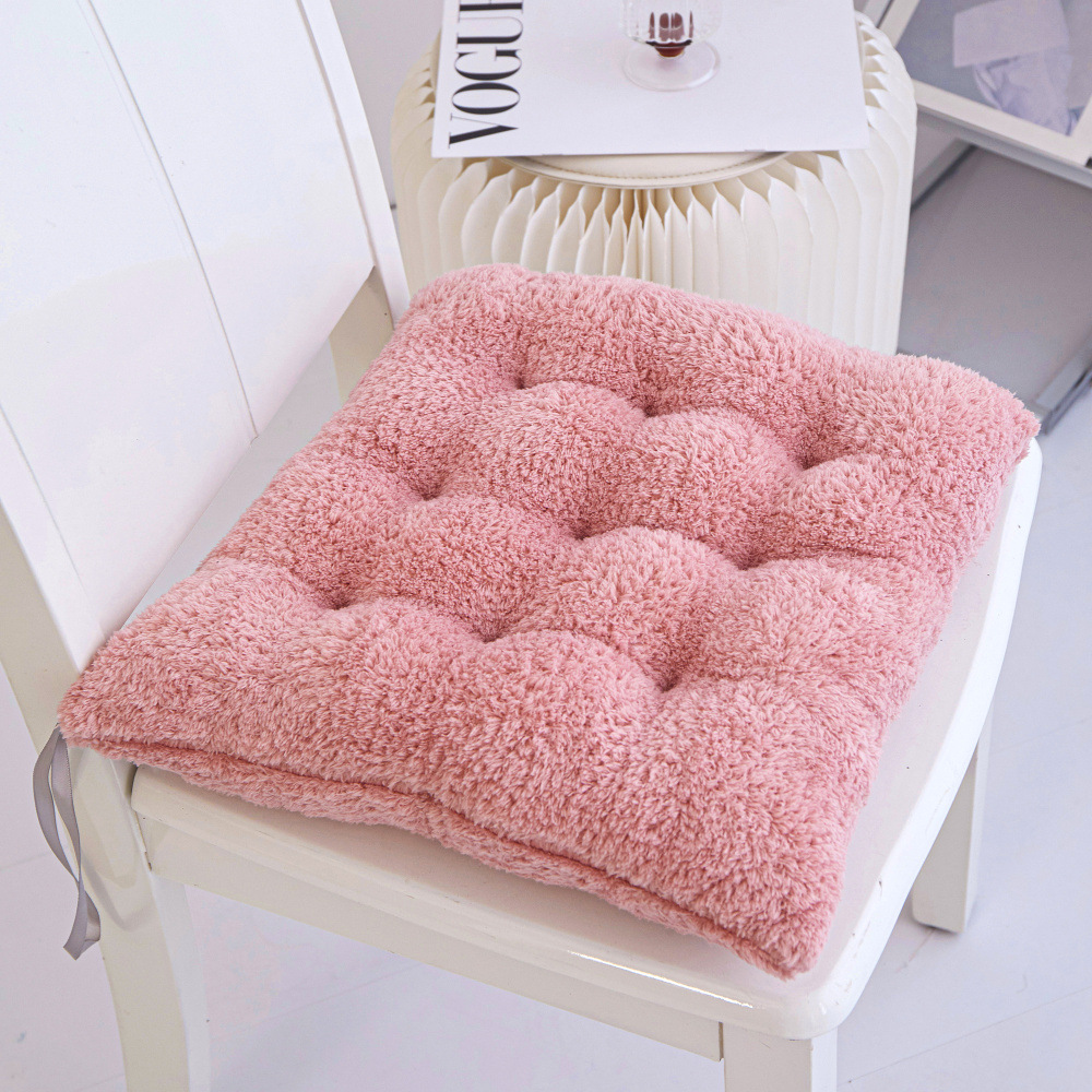 Winter Ins Style Solid Color Sofa Plush Cushion Student's Chair Thick Soft Cushion Car Seat Cushion