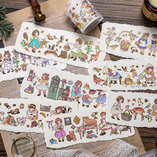 PaperMore 烫金和纸长条胶带 森林少女系列 卡通可爱手帐胶带 4款