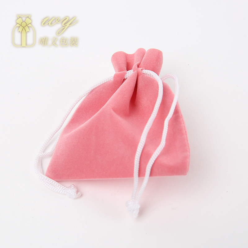 Flannel Bag Logo Jewelry Drawstring Drawstring Pocket Earphone Flannel Storage Bag Black Flannel in Stock