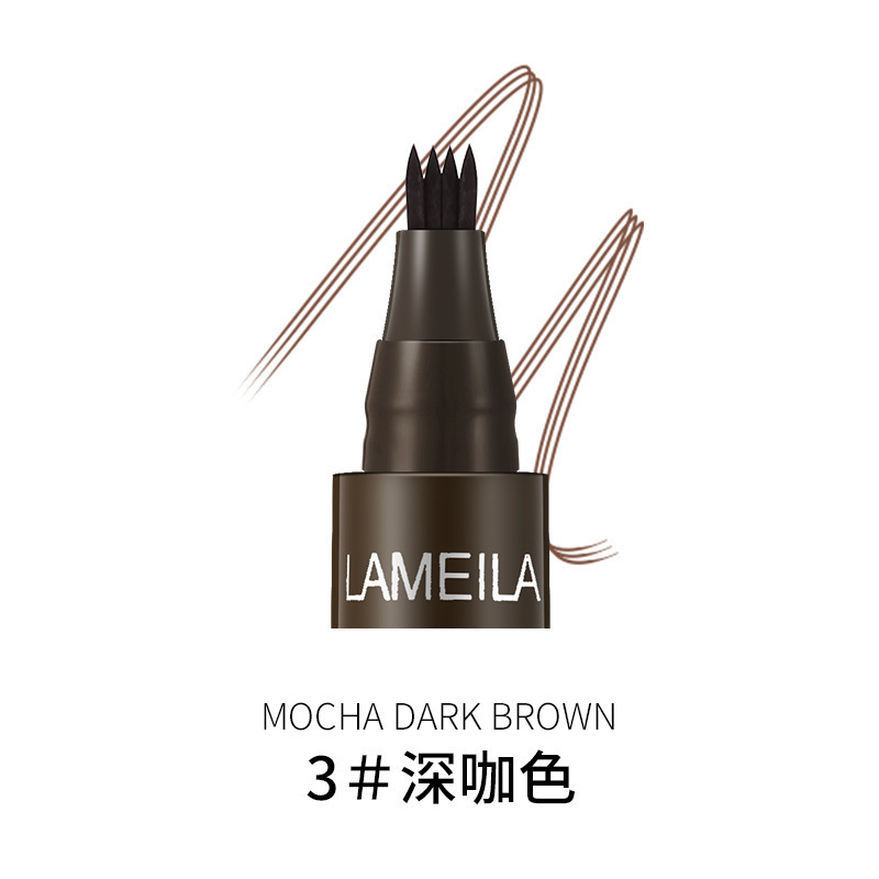 LaMeiLa Micro-Carved Water Pattern Eyebrow Pencil Four-Head Fork Waterproof Sweat-Proof Long-Lasting Fadeless Thrush Student 784