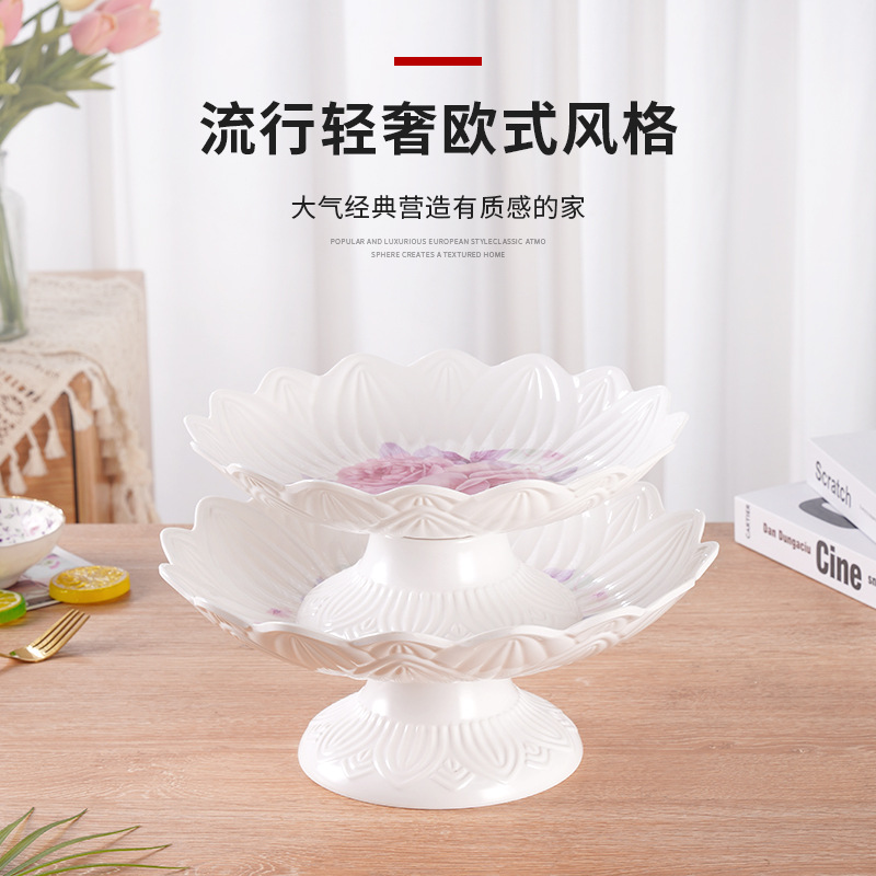 Promotional Product Melamine with Seat Applique Fruit Plate Lace with Seat Fruit Plate Creative Melon Seeds Peanut Fruit Plate Wholesale