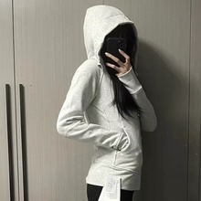 lulu同款瑜伽服女连帽衫Scuba卫衣秋冬加绒加厚拉链外套修身上衣