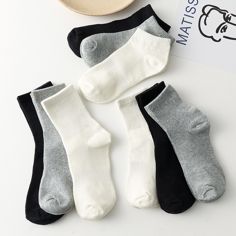 White Socks Men's Middle Tube Socks Summer Thin Deodorant and Sweat-Absorbing Cotton Basketball Athletic Socks Children Zhuji Wholesale