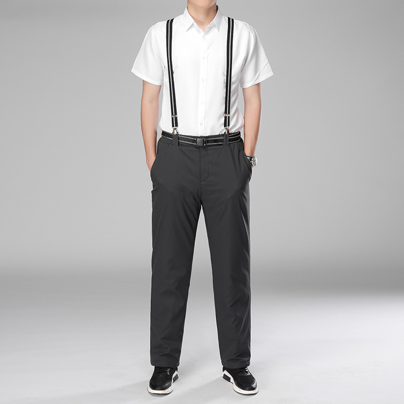 中老年棉裤男冬季外穿加绒加厚爸爸宽松背带裤老年男士休闲运动裤