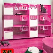 hfa猫咖猫别墅实木加厚猫舍豪华猫笼柜子展示柜阳台寄养笼家用猫