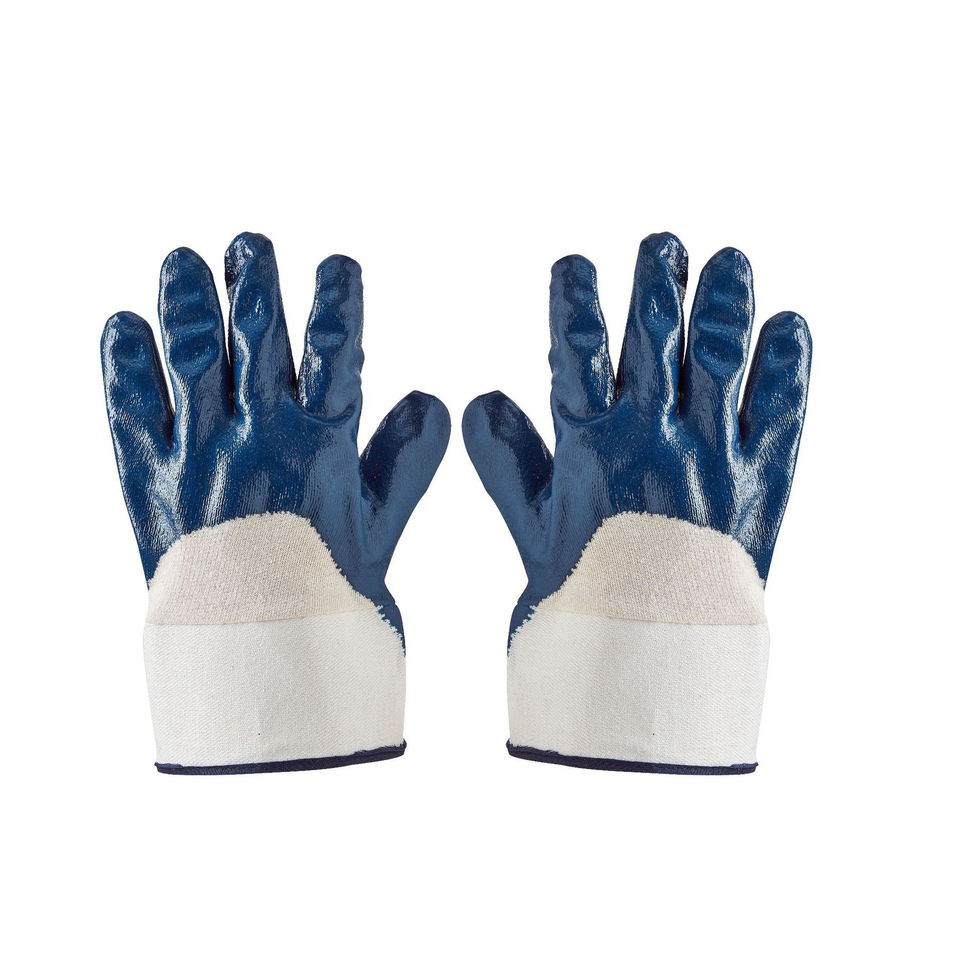 厂家供应安全防护手套100g绒罗口半挂蓝色丁腈劳保手