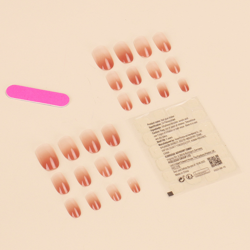 Internet Hot Wear Nail Wholesale Pure Desire Short Cameo Brown Gradient Nail Tips Removable Nail Patch