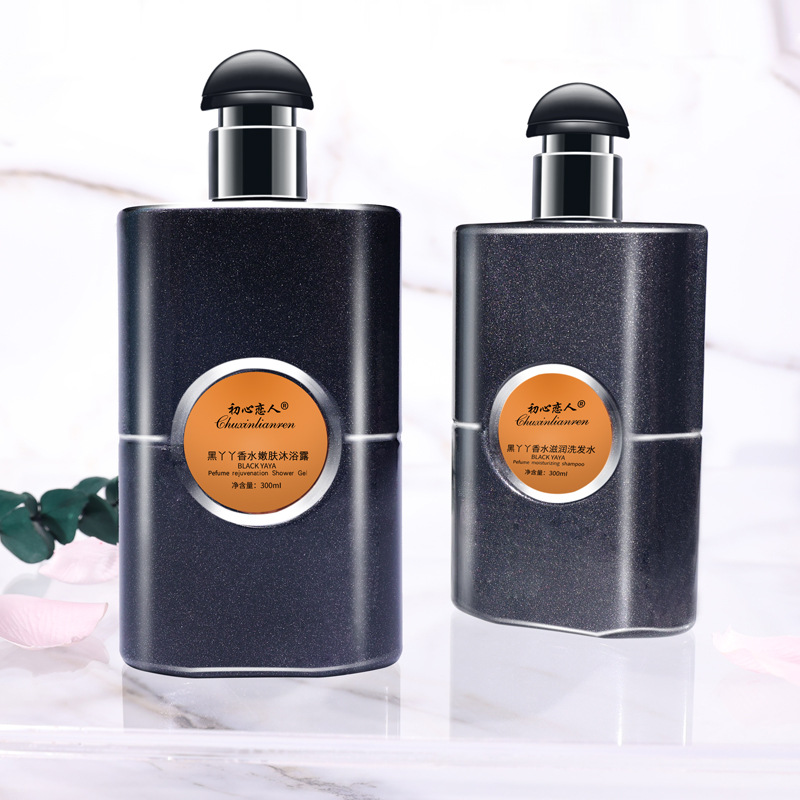 Initial Heart Lovers Black Opium Perfume Shower Gel Shampoo Lasting Fragrance Anti-Dandruff Oil Control 300ml One Piece Dropshipping