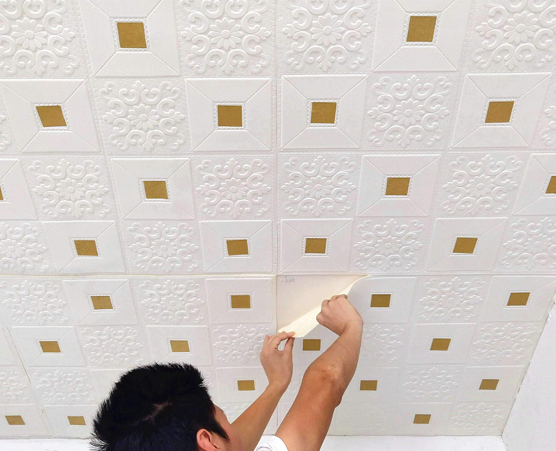 自粘立体墙贴天花板电视背景墙软包泡沫墙纸防水防油壁纸卧室温馨