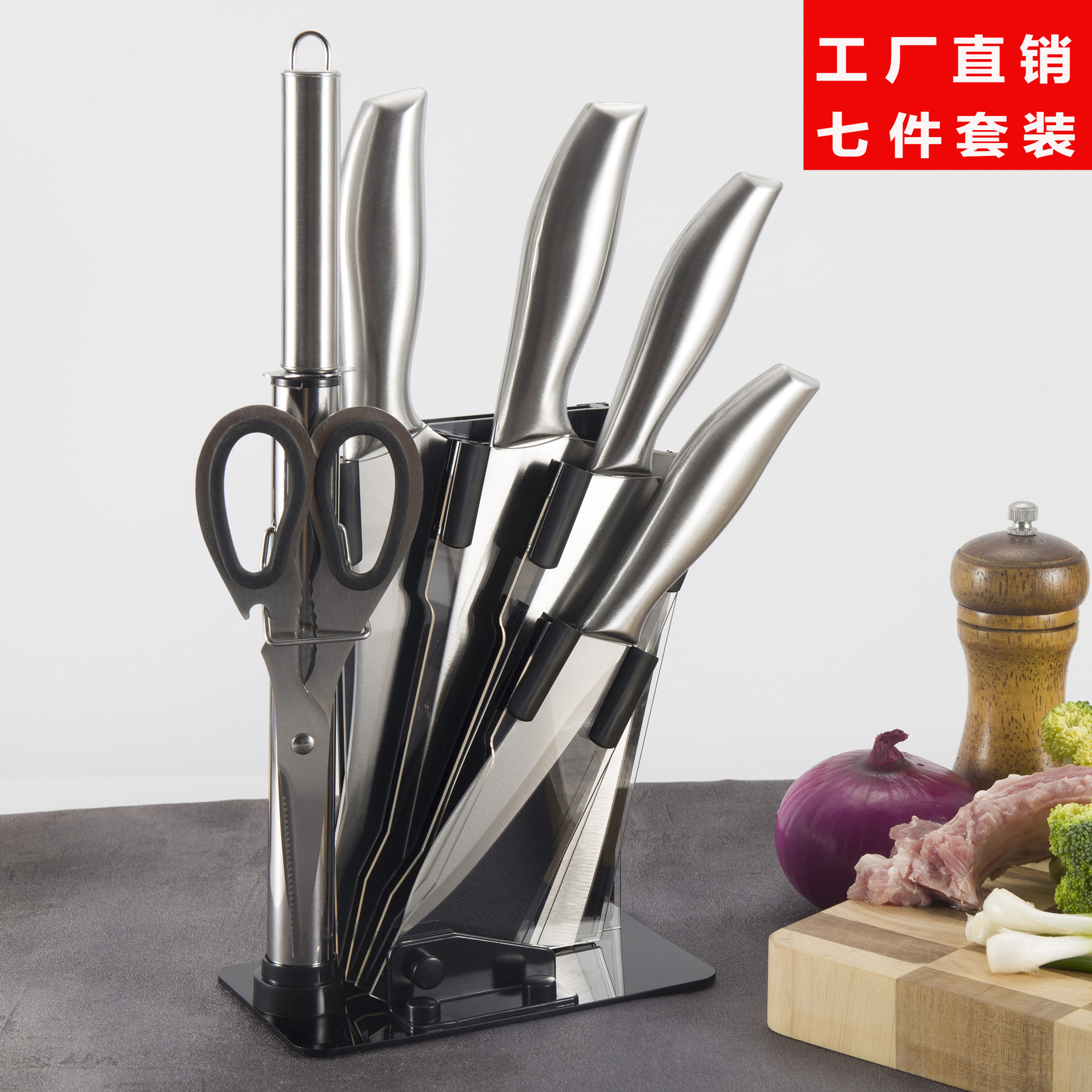 Stainless Steel Cutter Set 6-Piece Sandwich Handle Gift Knife Set Kitchen Knife Yangjiang Factory Supply Wholesale