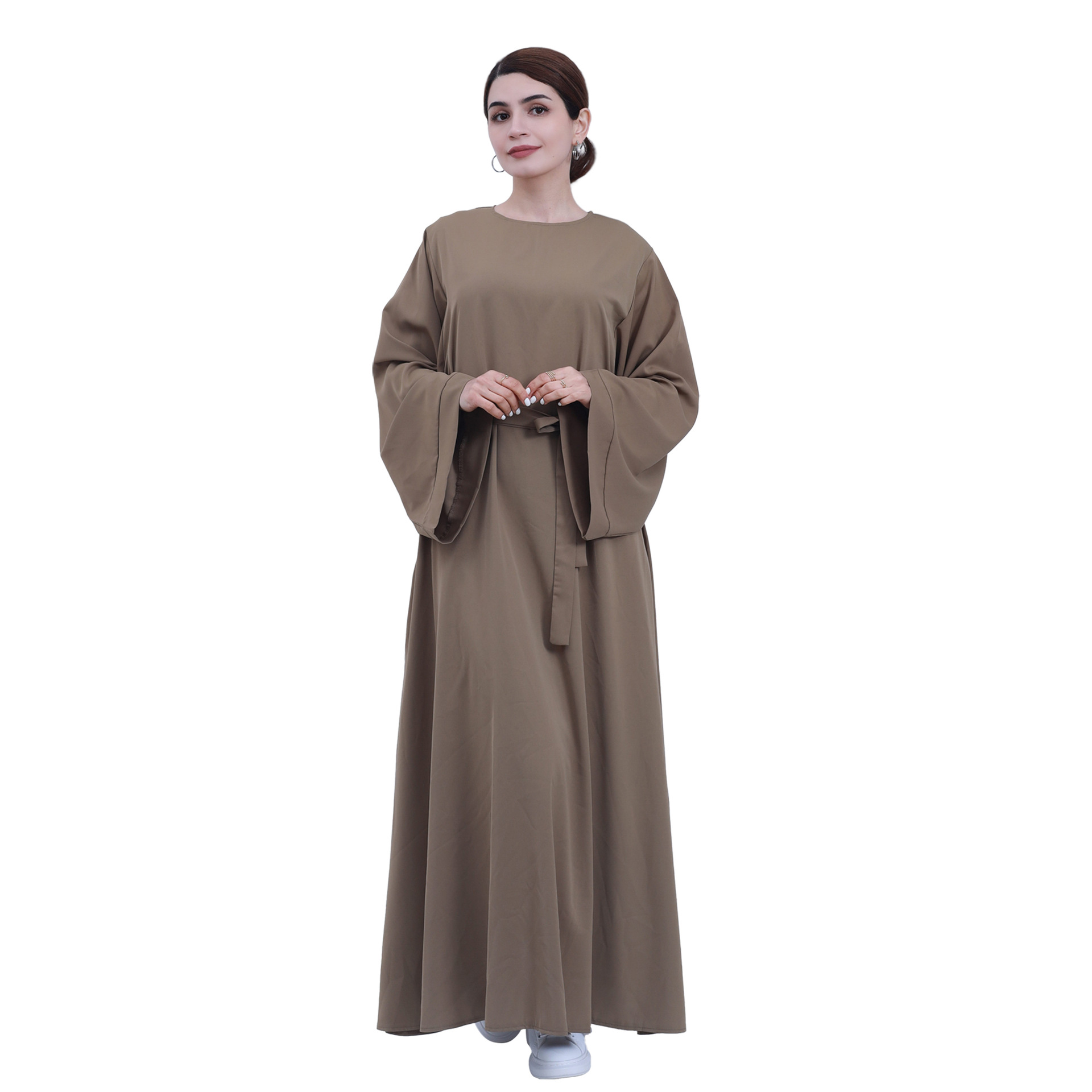 Loriya AliExpress Basic Style Middle East Turkey Solid Color plus Size Robe Dress Lr363