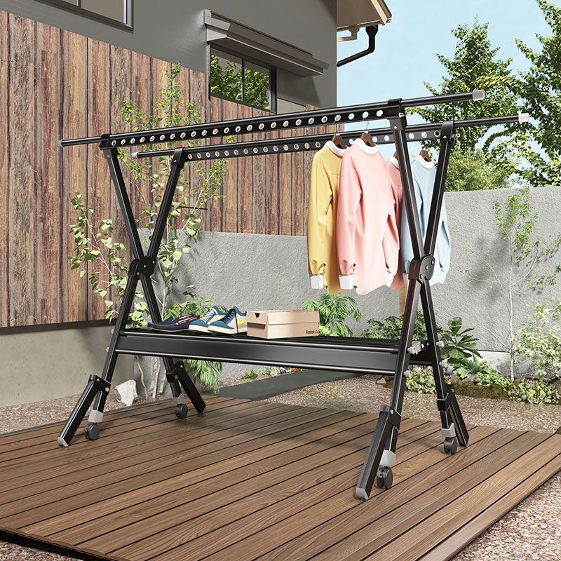 阳台晾衣架折叠室内伸缩简易落地杆凉衣服晒被子神器落地式挂衣架