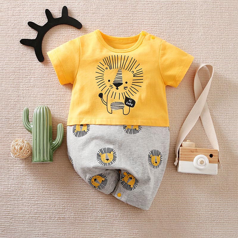 Baby Jumpsuit Summer Ins Style Baby Clothes Newborn Short-Sleeved Romper Cute Thin Romper Foreign Trade