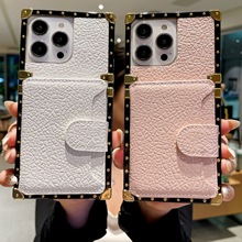 适用OPPOA975G皮质支架手机壳RENO10PRO插卡A52方形软壳realmeC33