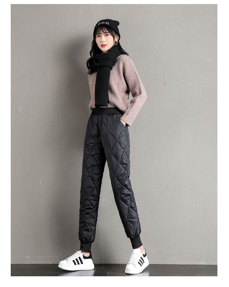 羽绒棉裤女外穿高腰休闲裤宽松显瘦秋冬加绒加厚长裤大码保暖裤冬