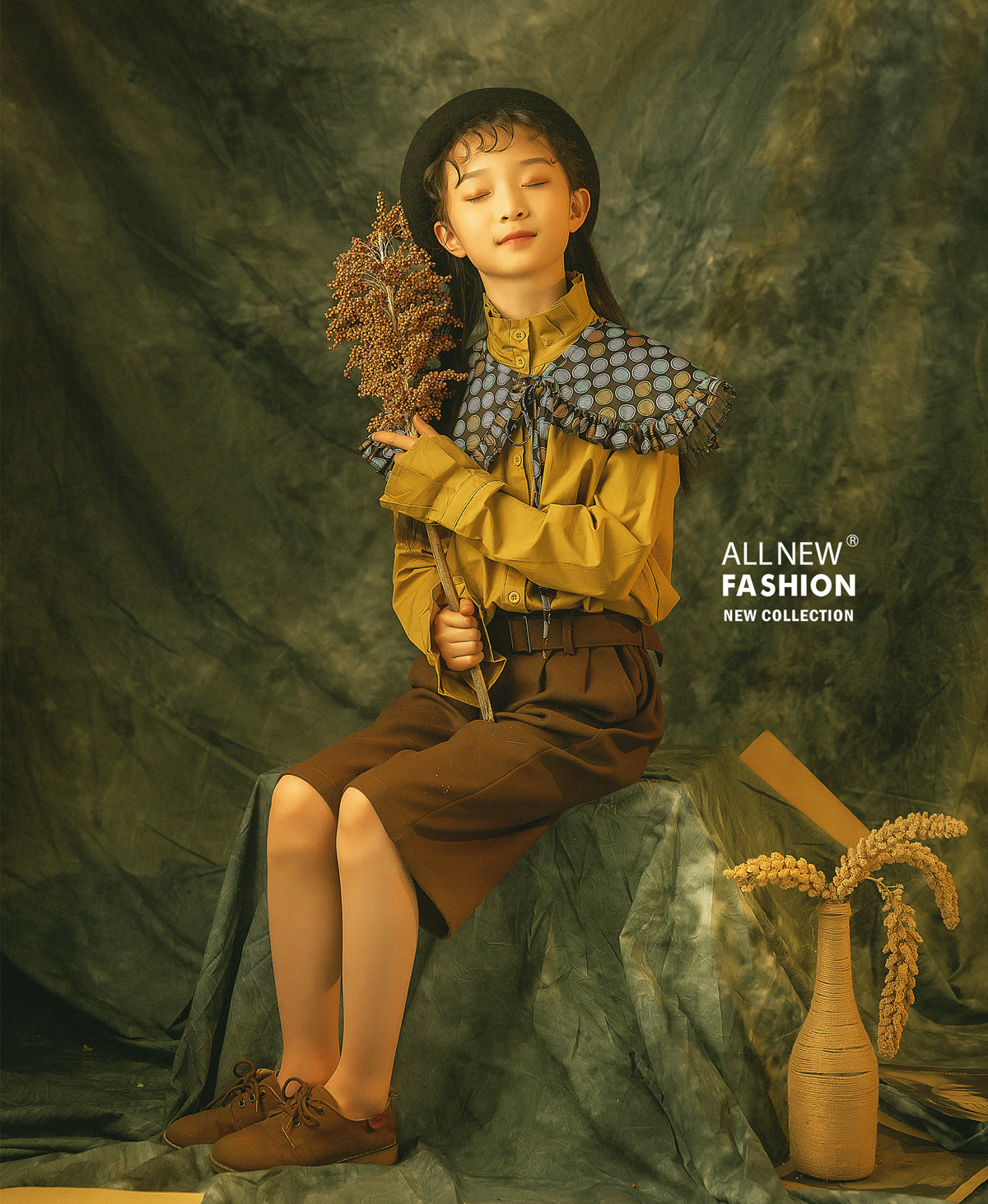 儿童摄影服装新款时尚10-12岁女孩个性复古写真影楼大童拍照衣服