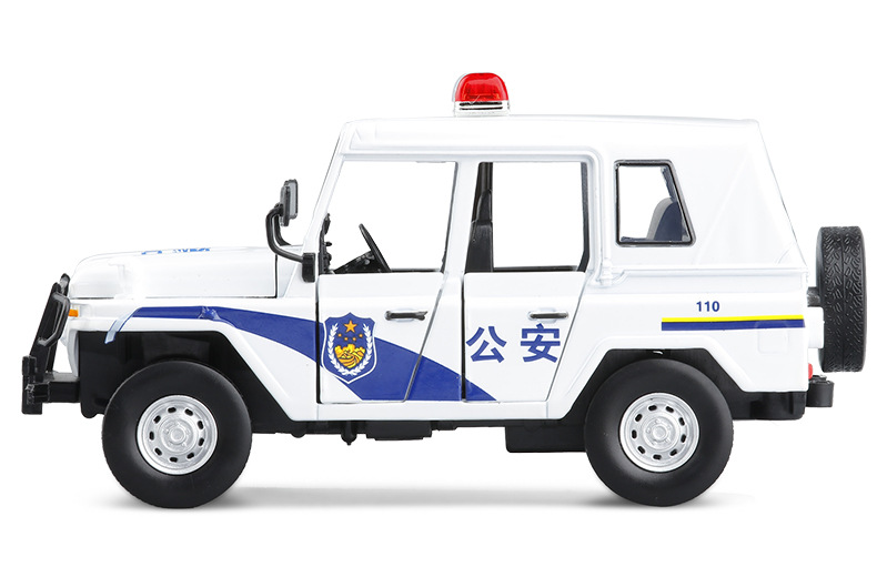 jkm1:28北京2020吉普警车合金汽车模型五开门回力声光玩具8231503