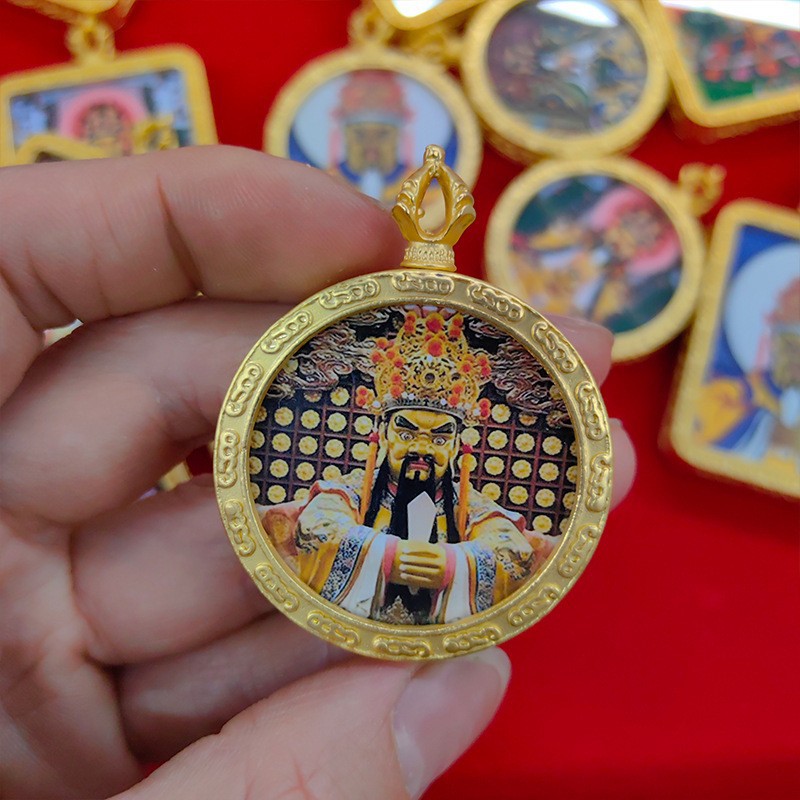 尼泊尔唐卡龙五爷随身小唐卡吊坠五台山旅游景区纪念文