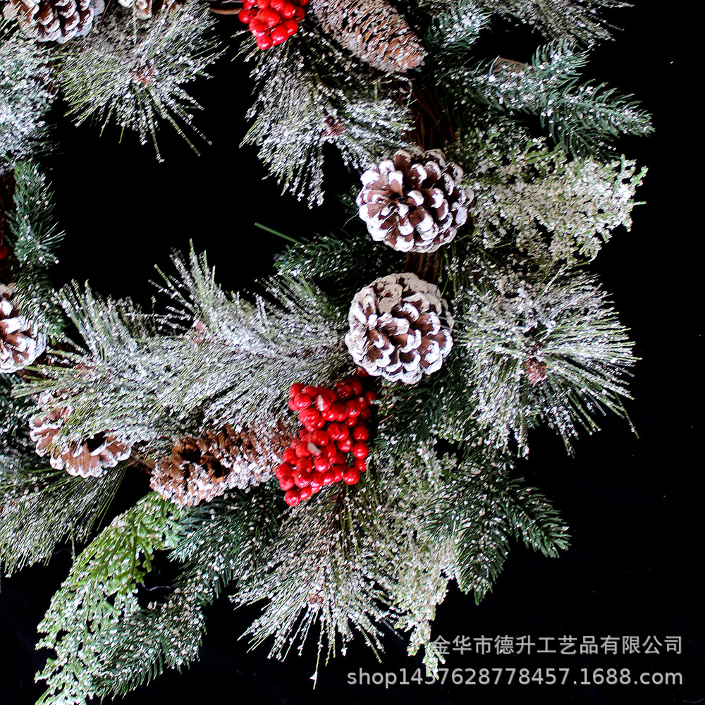 DSEN 2022 Amazon Christmas Decorations Pine Needle Pine Cone Chinese Hawthorn Snow Powder Real Rattan Garland Rattan