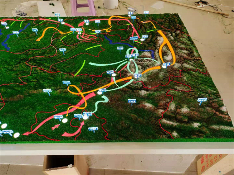 长征路线地形地貌沙盘模型地图模型军事作战地图等
