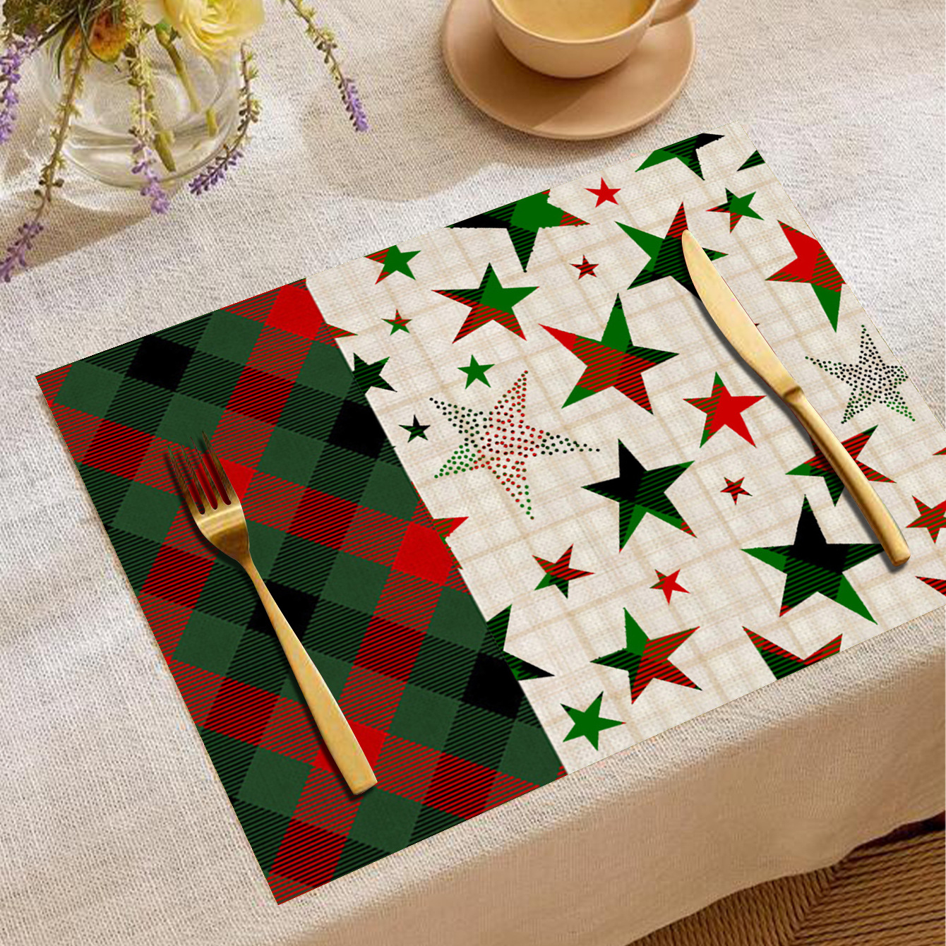 Christmas New Ornament Supplies Linen Placemat Creative Knitted Placemat Tablecloth Old People Letter Placemat