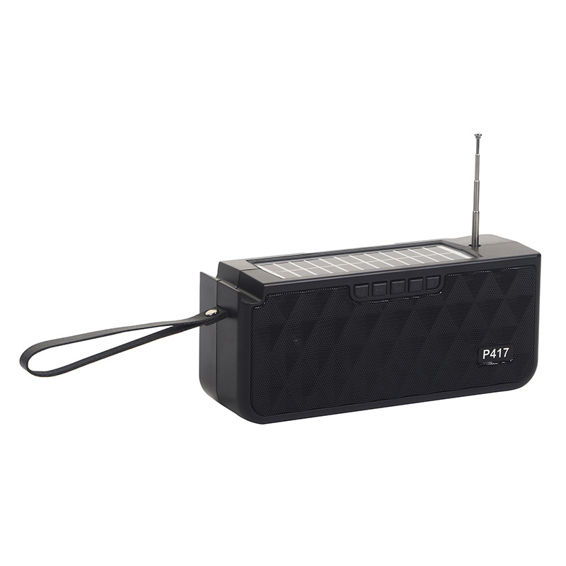 Cross-Border Simple Black Solar Radio Outdoor Portable Portable Audio with Light Large Volume Speaker Wholesale